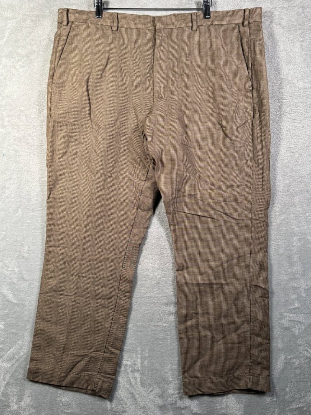 Polo Ralph Lauren Pants Mens 40x30 Brown Linen Houndstooth Twill Straight Fit